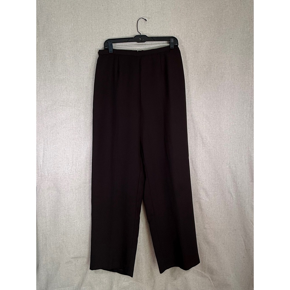 Perceptions Womens Brown Straight Leg Dress Pants Elastic Waist Size 14